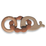 3 Piece Silicone and Beechwood Teether - Caramel