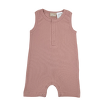 Organic Cotton Sleeveless Ribbed Onesie - Champagne Pink