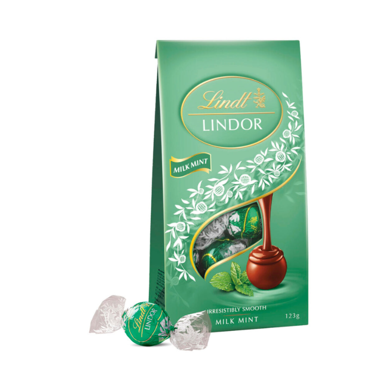 Lindt Lindor Milk Chocolate Mint Balls 123g Bag