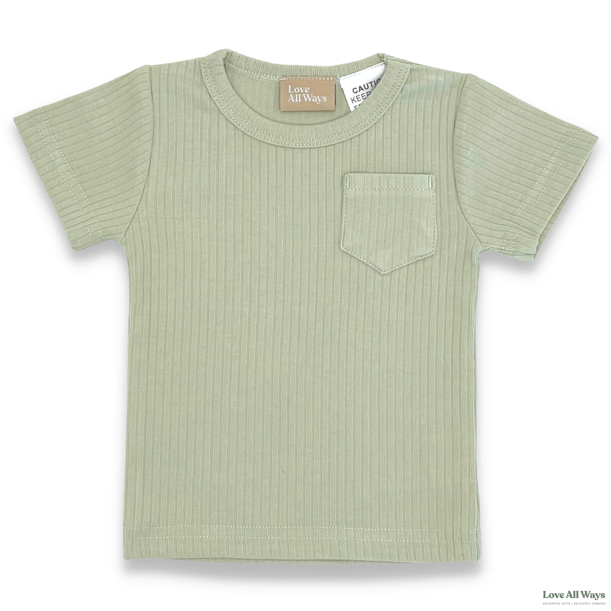 Organic Cotton Short Sleeve Ribbed Lounge Set - Soft Sage